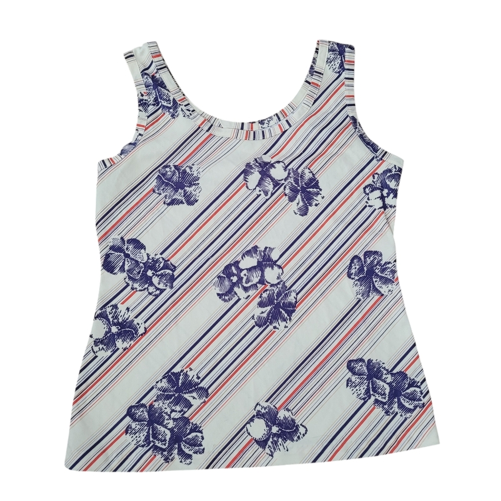 Vintage Floral and striped print cami top
